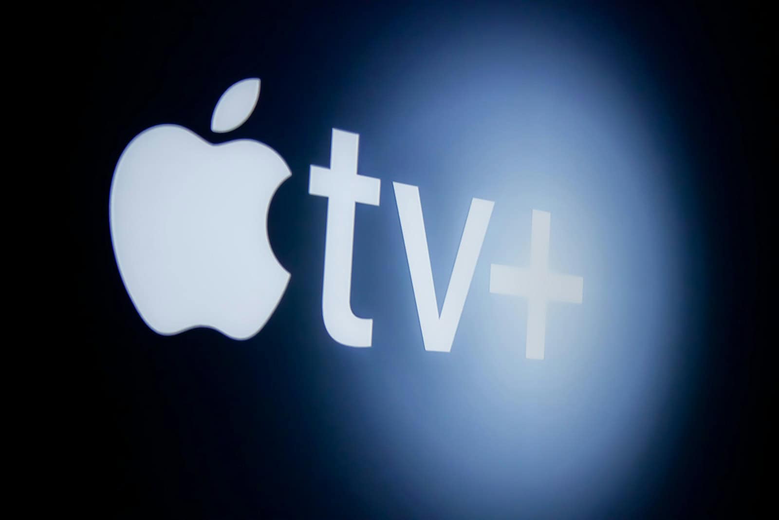 black and white Apple TV + logo