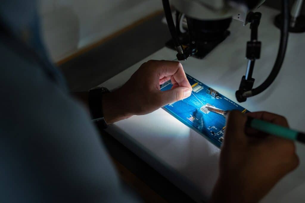 Soldering Under Microscope