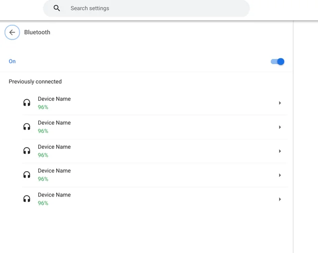 Chromebook bluetooth settings