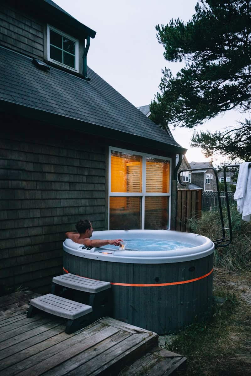 a person in a hot tub