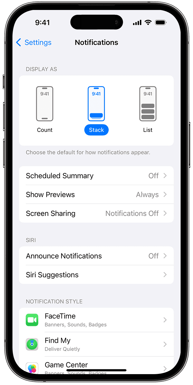 Notifications on iPhone