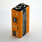 orange 9V Duracell battery