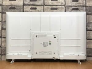 Back view of a white flat screen television